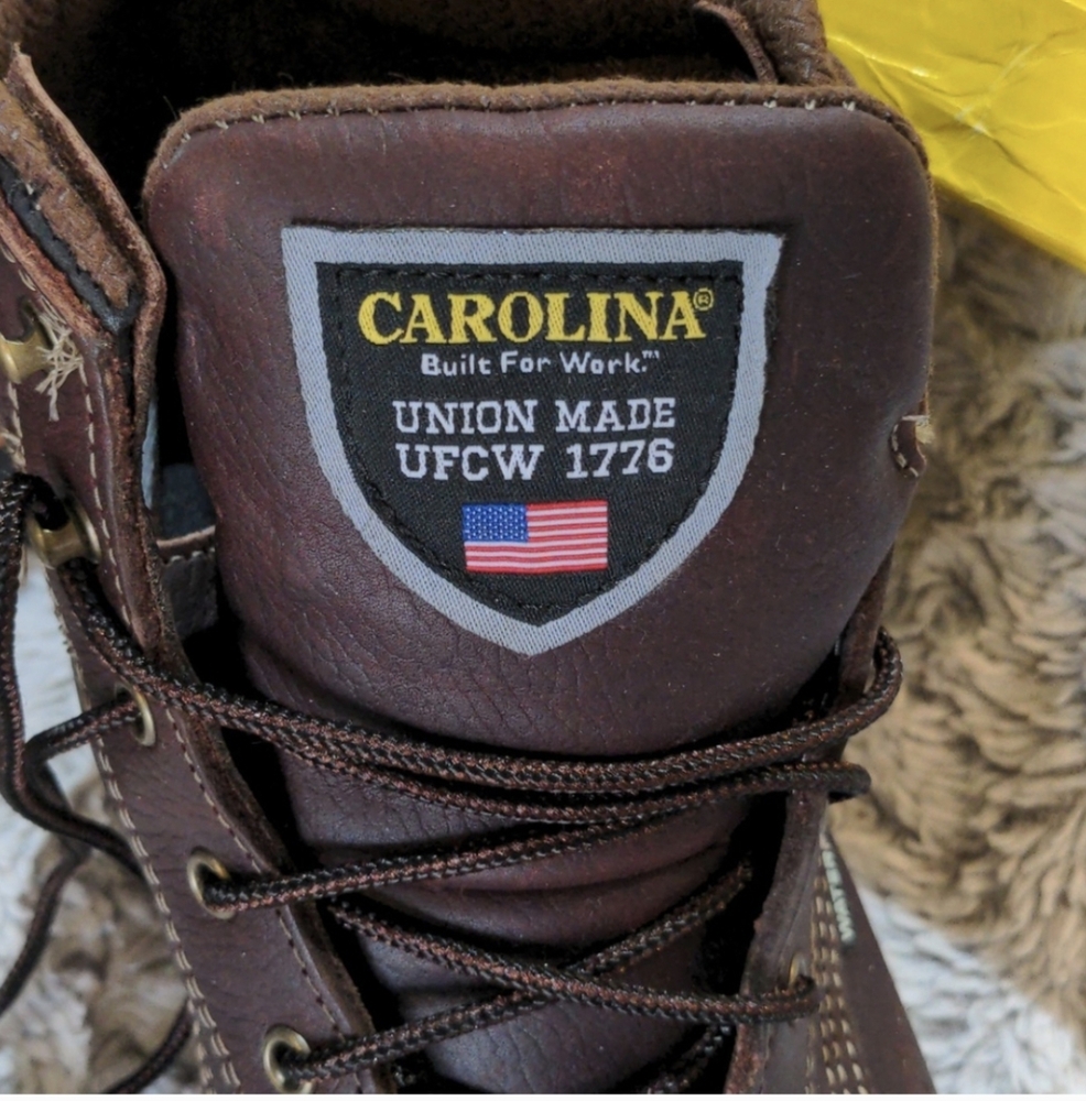 Carilina Men's Brown Leather Work Boots Waterproof Comp Toe 11 1/2D NIB